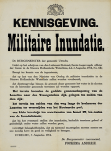 750123 Kennisgeving van de burgemeester van Utrecht waarin wordt aangekondigd dat op last van de minister van Oorlog ...